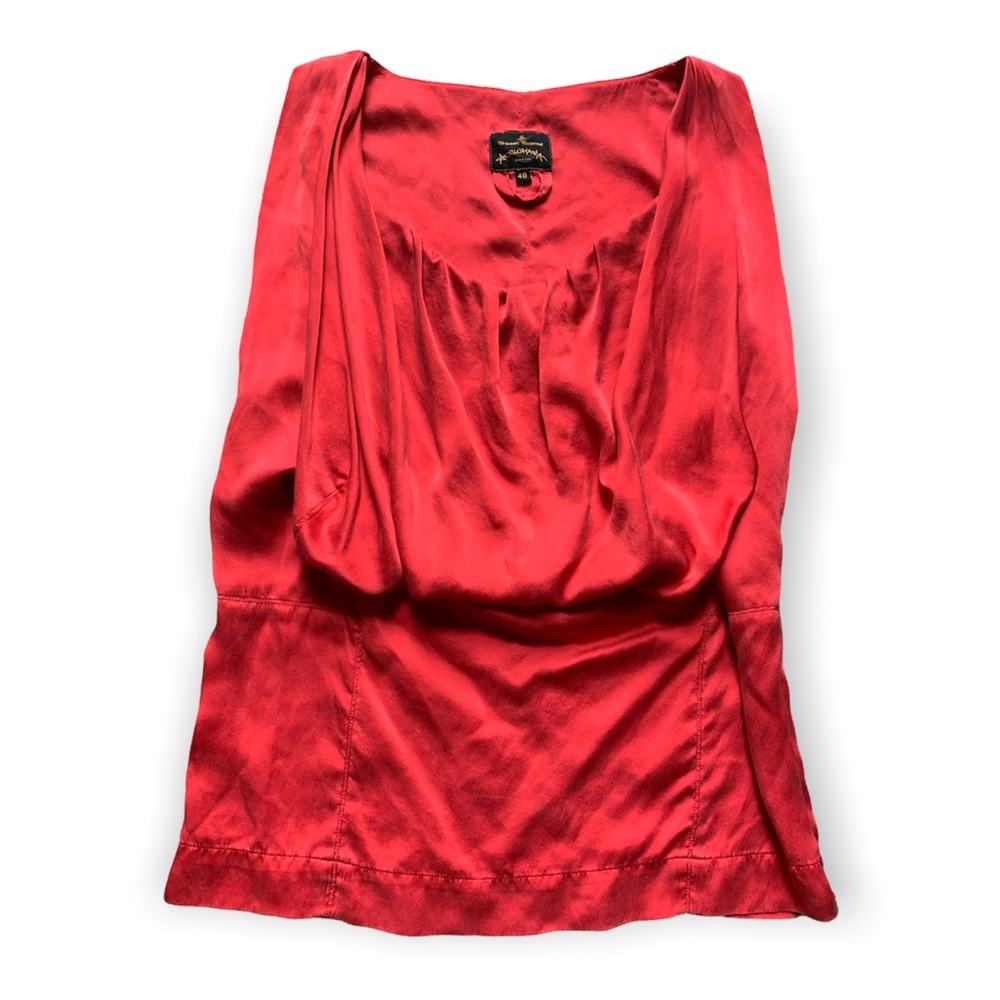 NWT Vivienne Westwood Anglomania Red Silk Slouchy Tank Top EU 40